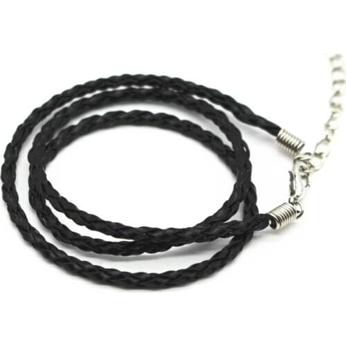 100PCS/Lot Manual Making Findings 18" Black Braided Leather Necklace Cord For DIY Craft Jewelry