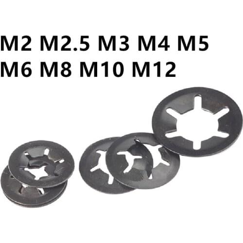 1000/500PCS M2 M2.5 M3 M4 M5 M6 M8 M10 M12 Tooth Starlock Push On Locking Washers Speed Clips Quick Speed Locking Washers