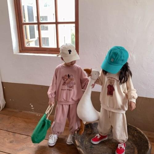 Girls Suits Sweatshirts +Pants 2Pcs/Sets 2021 Bear Thicken Winter Autumn Warm Kids Toddler Kids Cotton Sport Sets Formal Childre