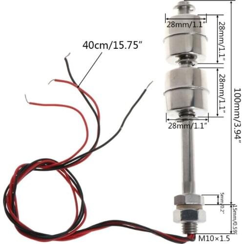 220V 10W 100mm Float Switch Auto Tank liquid Water Level Sensor Stainless Steel A0KF