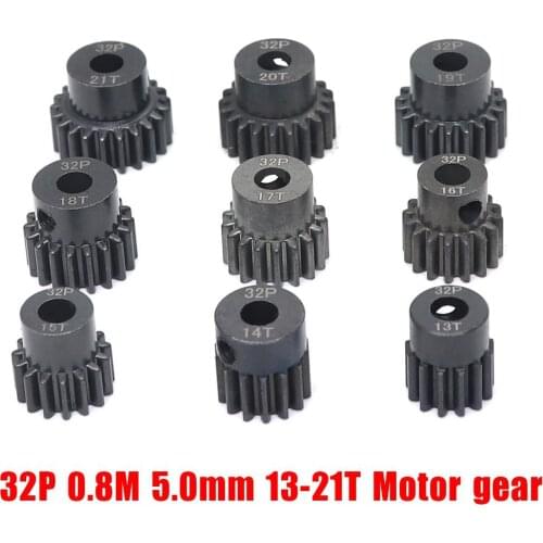 32P M0.8 5mm 13T 14T 15T 16T 17T 18T 19T 20T 21T Black steel metal Pinion Motor Gear For 1/10 slash TRX4 Rc Model Car Motor