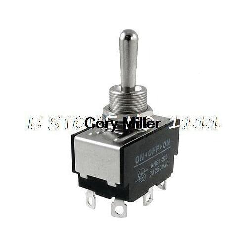 AC 250V 3A Amp DPDT 6 Terminals on-off-on 3 Position Momentary Toggle Switch