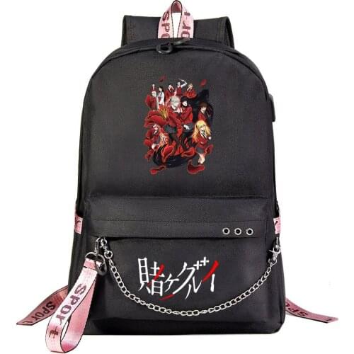 Anime USB Schoolbag Kakegurui Jabami Yumeko Laptop Backpack Travel Shoulder Bags With Key Chain