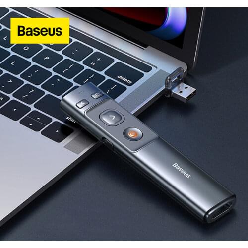 Baseus 2.4GHz Wireless Presenter Remote Controller Red Laser Pen USB Control Pen For Mac Win 10 8 7 XP Projector PowerPoint PPT