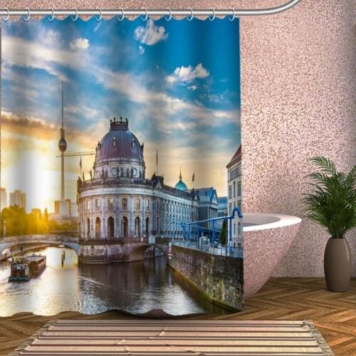 Berlin Shower Curtain Eco-friendly Modern Fabric polyester Custom Bath Curtains Home Decor Curtains