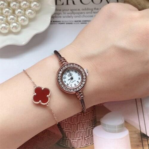 Cussi Luxury Ladies Bracelet Watches Rose Gold Rhinestone Womens Watch Quartz Wristwatches Dress Watches reloj mujer Clock Gift