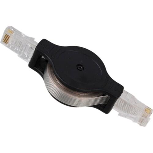 Black Retractable CAT5e RJ45 Internet Ethernet Network LAN Modem Router Cable