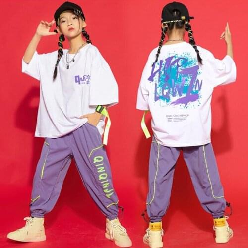 Kids Hip Hop Stage Dancing Clothing Oversized T Shirt Top Streetwear Cargo Pants For Girls Boys Jazz Dance Wear Costume Clothes
