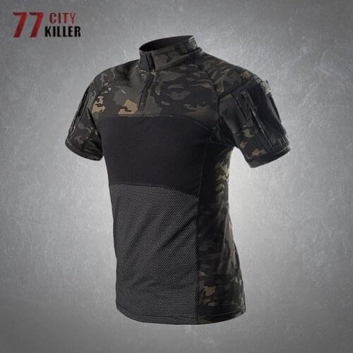 Camouflage Military T-shirts Men Summer Quick Dry Breathable Short Sleeve T-shirt Male Combat Training Wear-resistant Mens Tops