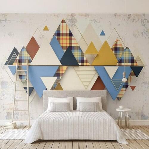 Geometric Pattern Interior Living Room Bedroom Background Wall Decoration Mural Waterproof Canvas Fabric Wall Painting Wallpaper