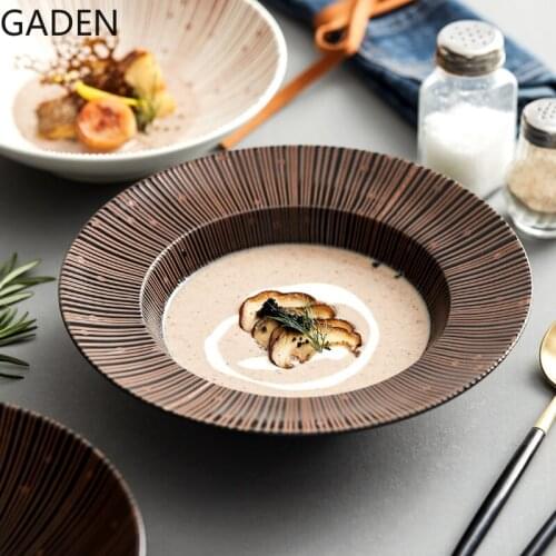Japanese Salad Pasta Straw Hat Deep Plate Creative Tableware Dinner Plate Living Room Table Decoration Plate Kitchen Supplies