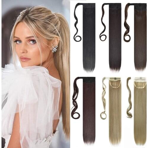 Kong&Li Straight Clip In Hair Pony tail False Hair 22" Ponytail Hairpiece With Hairpins Synthetic Ponytail Hair Extensions
