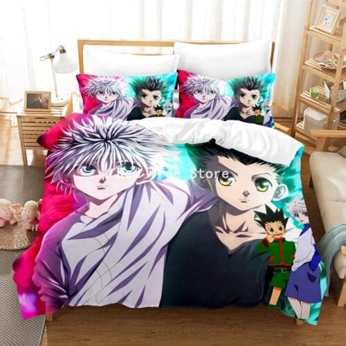 3D Print Anime Hunter X Hunter Bedding Set Hisoka Killua Zoldyck Character Cartoon Duvet Cover Set 2/3 Pcs Gift For Kids Boys