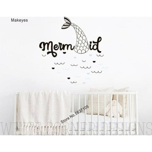 Makeyes Mermaid Cute Wall Sticker Home Girls Baby Room Wall Decal Love Animal Beauty Mermaid Wallpaper Water Marine Sticker Q689