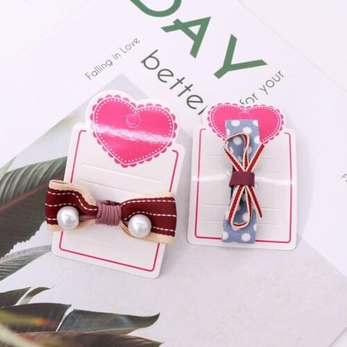 Lovely 5x8cm Fashion Hair Clip Display Paper Cards With Fushcia Heart 100pcs/lot Fot Handmade DIY Jewelry Hairpin Packing Labels