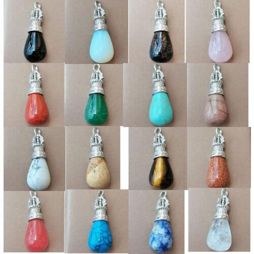 Opal Crystal Malachite Carnelian Aventurine Sodalite Rhodortie Goldstone Howlite Cherry Quartz Art Pendant Bead WB926