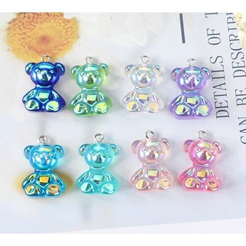 20pcs Multicolors AB color Gummy Bear Charms Flatback Resin Earring Necklace Keychain Pendant DIY Making Accessories