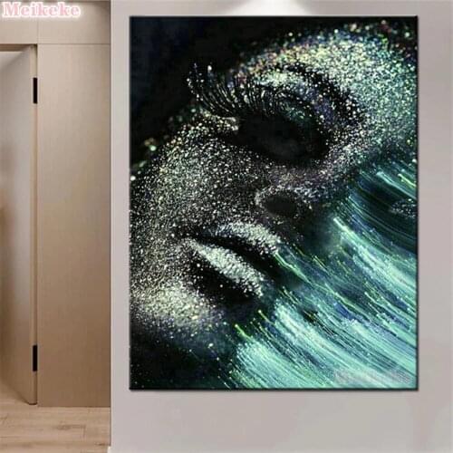 Full Square Round 5d Diy Diamond Painting Sexy Woman Face 3d Diamond Mosaic Portrait Needlework Crafts Embroidery Set