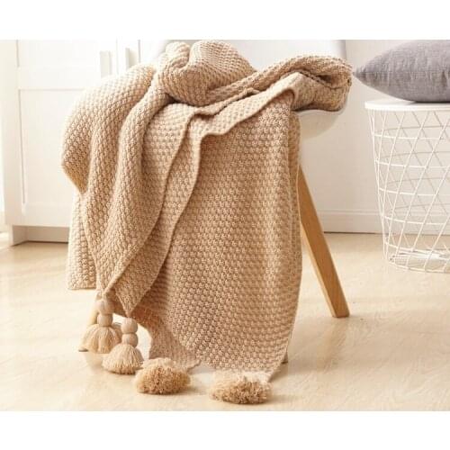 Plain simple air conditioning travel blanket knitted blanket for bed sofa Home Textile throw blanket Anti-Pilling Portable free