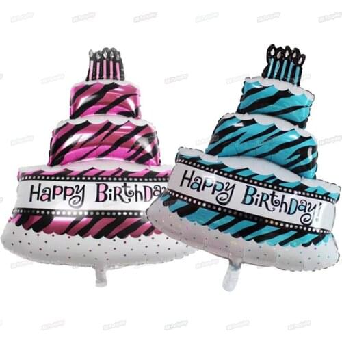 Pink Blue Large Candle Cake Prince Princess Foil Balloon Aluminum Helium Balloons Birthday Party Decoration Children Toys