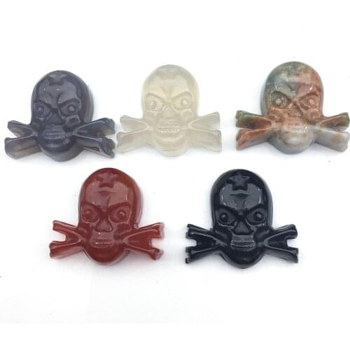 Hand Carved Natural Red Agate Skull Pendant Quartz Necklace Healing Crystal Stone Charms Women Jewelry Gift Home Decoration