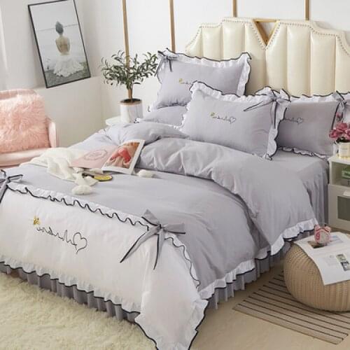 Net Celebrity Korean Style Lace Quilt Bed Skirt Four-piece Pure Cotton Cotton Plus Bed Skirt Princess Style Bedding
