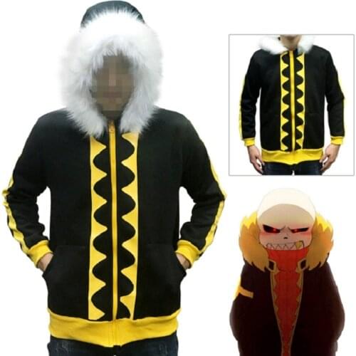 High-Q Unisex Anime Game Cos Undertale Sans Fell Sans O-Neck Hoodie Cosplay Costume Cardigan Jacket Coat