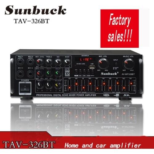 110V 220V 12V Bluetooth Amplifier High-power 300W*2 2.0 Home Theatre Amplifier AV-MP326BT Karaoke OK EQ Balanced Car Amplifier
