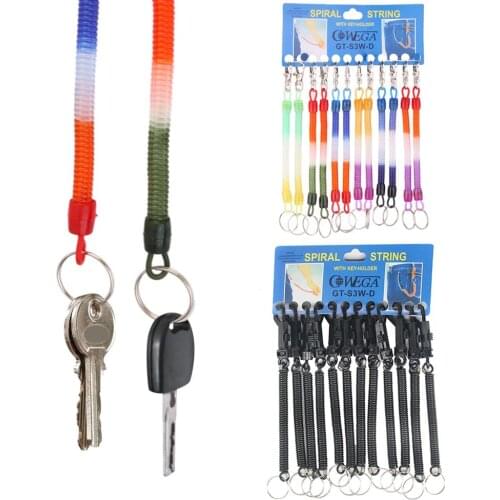 12 pcs/pack Retractable Spiral Stretch String Keychain Keyring with Spring Coil Cable Plastic Clasp for Small Scissors for wome