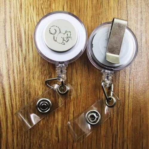 Squirrel ID Badge Reel gift for him/her friend family retractable recoil id badge holder work fun