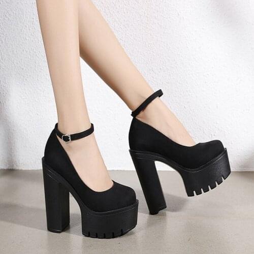Plus Size Classic Heels for Women 2021 New Spring Autumn Casual High-Heeled Shoes Sexy Thick Heels Platform Pumps Black White