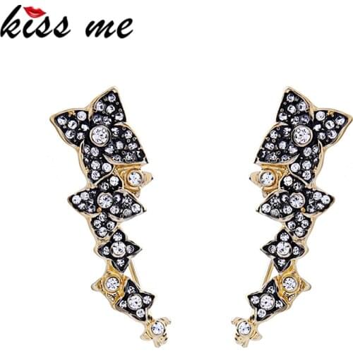 Kissme Women Rhinestone Flower Stud Earrings 2020 New Fashion Alloy Korean Earrings Christmas Jewelry