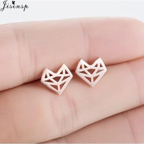 Jisensp New Fashion Origami Fox Stud Earrings for Women Simple Animal Earrings Fox Jewelry Girls Party Gifts pendientes oorbelle