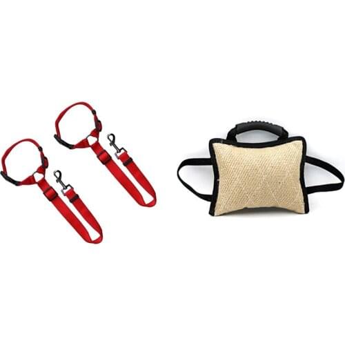 1 Packs Durable Dog Training Bite Tug Toy with 2 Packs Dog Cat Safety Seat Belt Strap