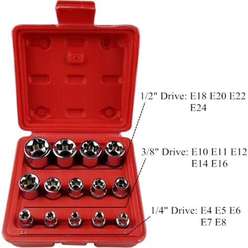 14PCS NEW Motorcycle Automotive Tools E4-E24 Torx Torque Bits Tools Set Car Disassembly Tools l Kit Car Repair Removal Hand Tool