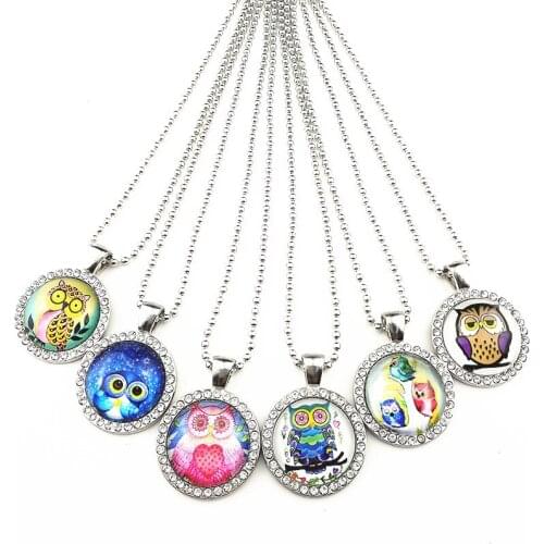 24pcs/lot Red blue purple Glass Dragon Cat Eyes rhinestone pendant Ancient silver necklace Horse sweater chain