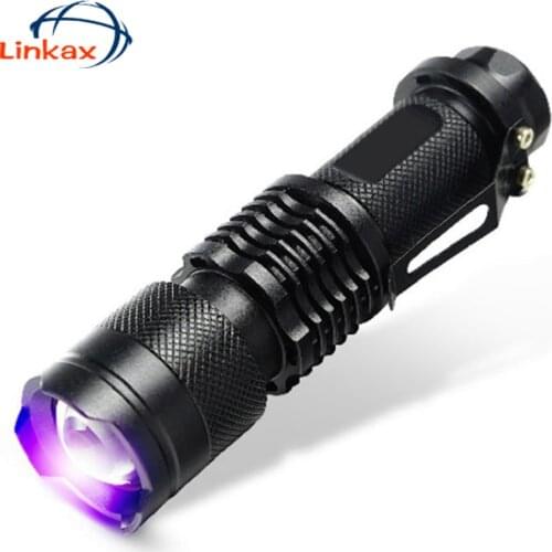 3-Mode Q5 UV LED Flashlight 395 Lumens Zoomable Focus Torch Invisible Blacklight Ink Marker LED UV Flashlight