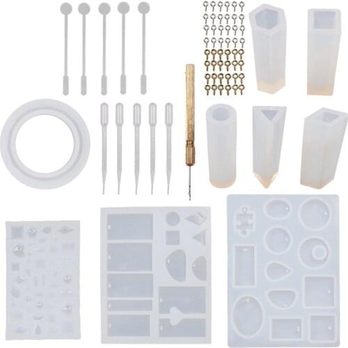 68pcMix Stick Dropper Clasp Silicone UV Resin Mold Jewelry Tools Casting DIY Making Necklace Accessories Molds Epoxy Resin