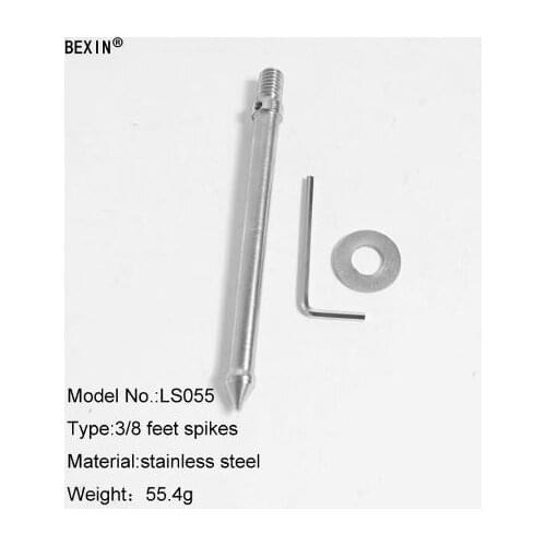 BEXIN 3 pieces 120 / 65mm Stainless steel 3/8 inch tripod monopod spike anti-slip stand Nail foot available in two models LS055