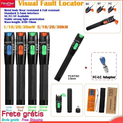 AUA Laser 30MW/20MW/10MW/5KM Visual Fault Locator,Fiber Optic Cable Tester 5-30KM Range,Red Laser Light Pen,Type SC/FC/ST