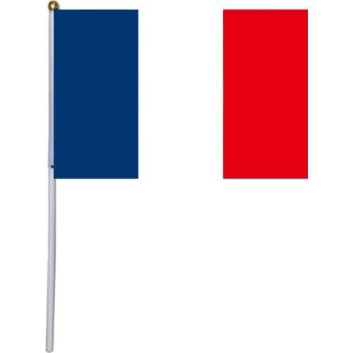 Free shipping xvggdg 100pcs 14 * 21cm french hand flag Promotion Wholesale Small France Hand Waving National Flag