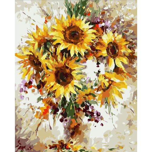 DIY Painting Calligraphy Coloring By Numbers Hand Painted Canvas Picture By Number Drawing Brush Paint Sunflower Home Decor