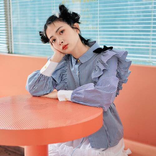 Женские рубашки в полоску Imakokoni China At AliExpress