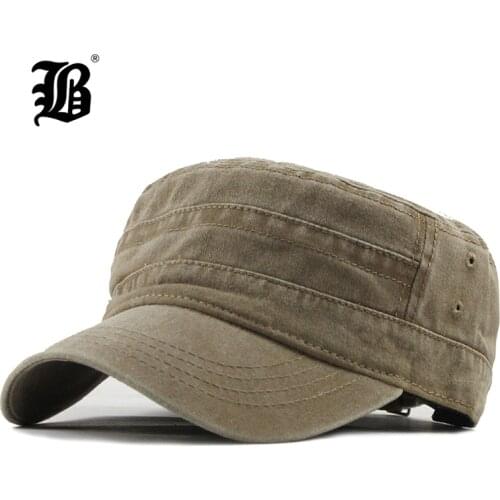 [FLB] 2019 Classic Vintage Flat Top Mens Washed Caps And Hat Adjustable Fitted Thicker Cap Winter Warm Military Hats For MenF314