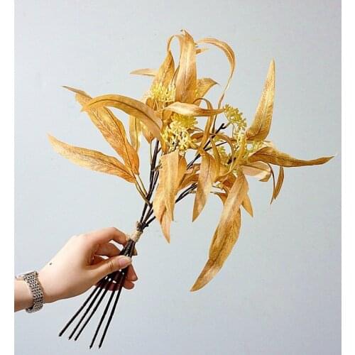 Short 5-branches with fruit and curved leaves, eucalyptus leaves, bunched, money leaves, home decoration plant ornaments