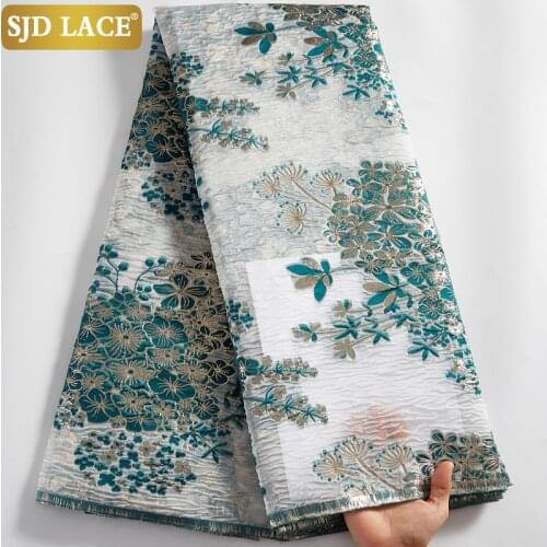 SJD LACE Luxury Embroidery Style African Mesh Lace Fabric Gilding French Jacquard Brocade Laces Fabric For Bridal Dress SewA2534