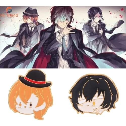 Anime Bungo Stray Dogs Cute Enamel Brooch dazai osamu Nakahara Chuya Character Cartoon Brooch Pin Bag Lapel Hat Accessories