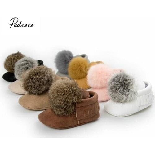Cute Ball Toddler Baby Boy Girl First Walkers Winter Warm Crib Shoes Anti-slip Soft Moccasin Boots 0-18M Drop Shipping