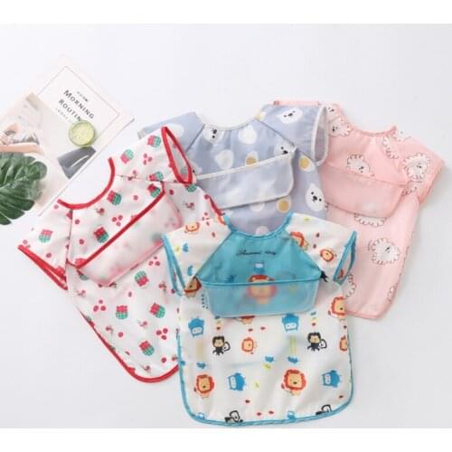 Infant Toddler Baby Unisex Cute Waterproof Long Sleeve Feeding Accessories Bib Burp Cloth Durable Bib