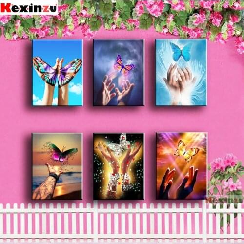 Kexinzu 5D Diamond Painting Kit Butterfly Farmhouse Home Decor Embroidery Animal 3D Mosaic Hand Diamond Art Full Drill L457